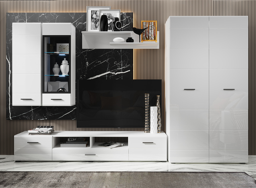 ТУМБА ПОД ТВ GLOSS-НК - ТВ-140 БЕЛЫЙ/БЕЛЫЙ ГЛЯНЕЦ