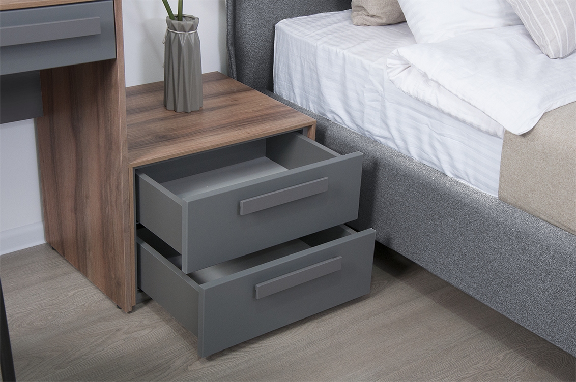 ТУМБА ПРИКРОВАТНАЯ ВИЕРА - Т2 СЕРЫЙ ШПОН/ОНИКС ГРАНИТ