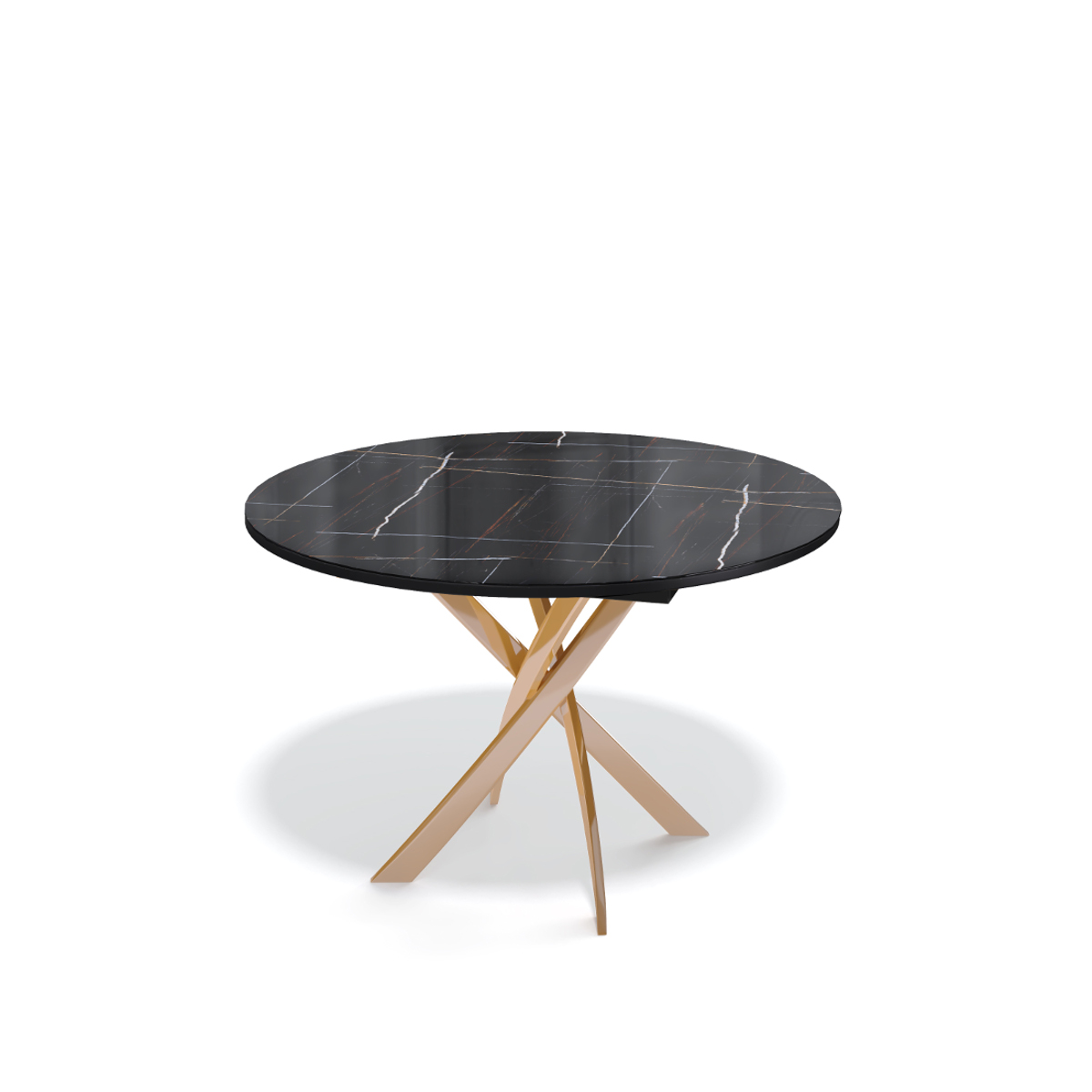 СТОЛ ОБЕДЕННЫЙ R1100 - ЗОЛОТО/ КАМЕНЬ ЧЕРНЫЙ ГЛЯНЕЦ
