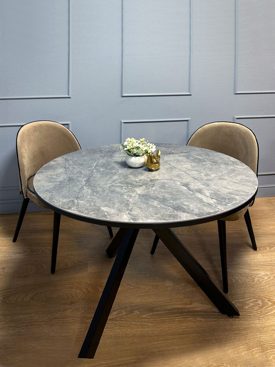 СТОЛ ОБЕДЕННЫЙ RR900 - ЧЕРН/КЕРАМ МРАМ СЕР ГЛ/RR ЧЕРН