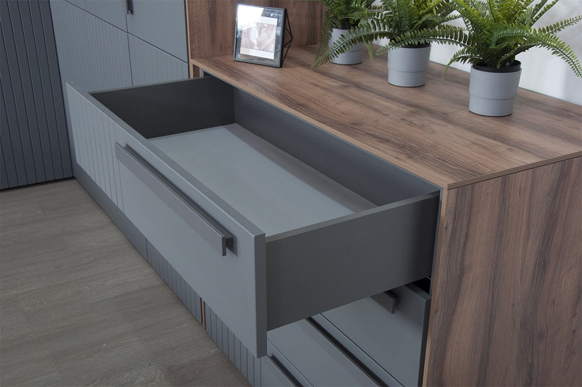 КРЕДЕНЦИЯ ВИЕРА - СЕРЫЙ ШПОН/ОНИКС ГРАФИТ