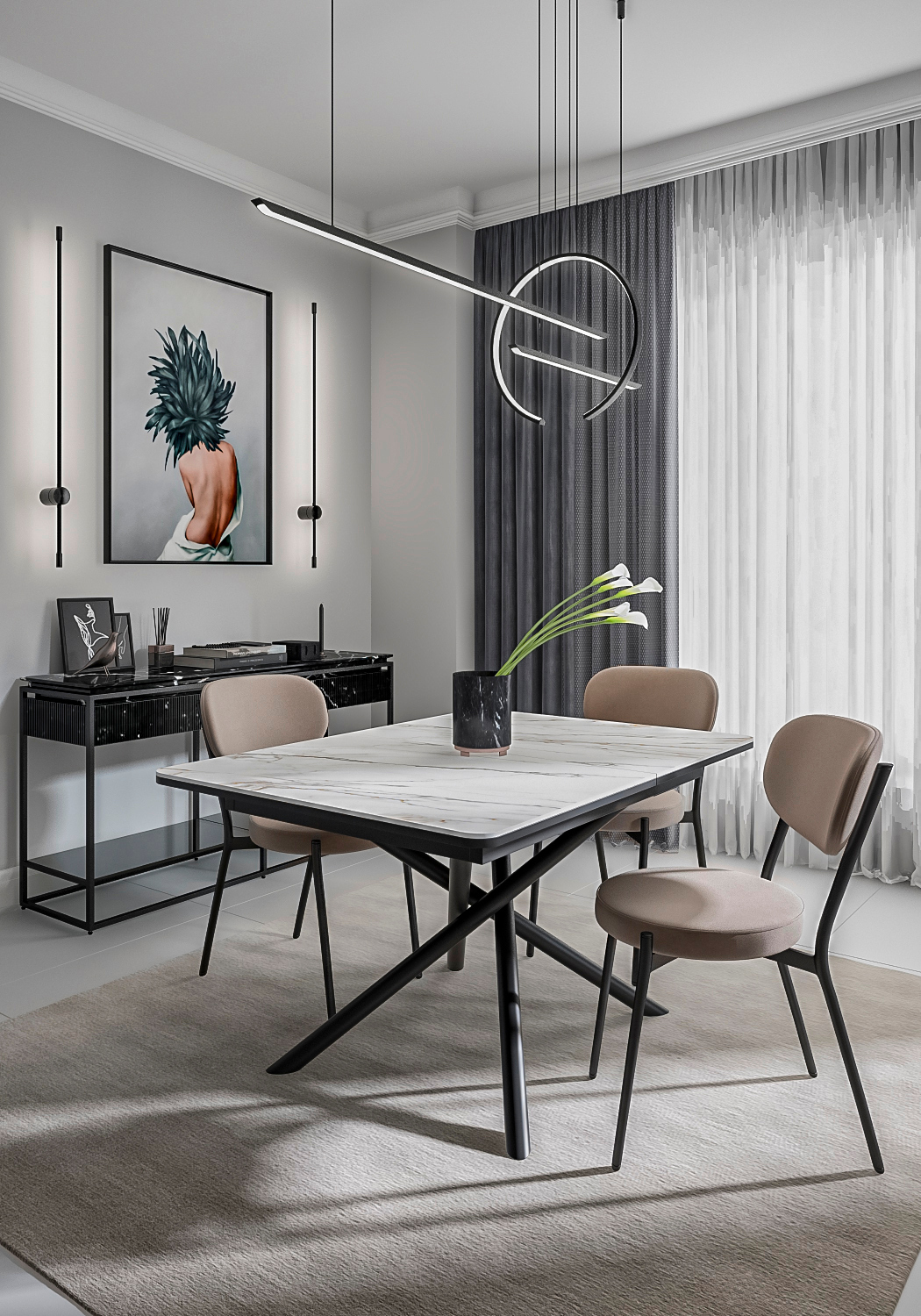 СТОЛ ОБЕДЕННЫЙ KENNER - DK1200/ЧЕРНЫЙ/КЕРАМИКА/ЗОЛОТО