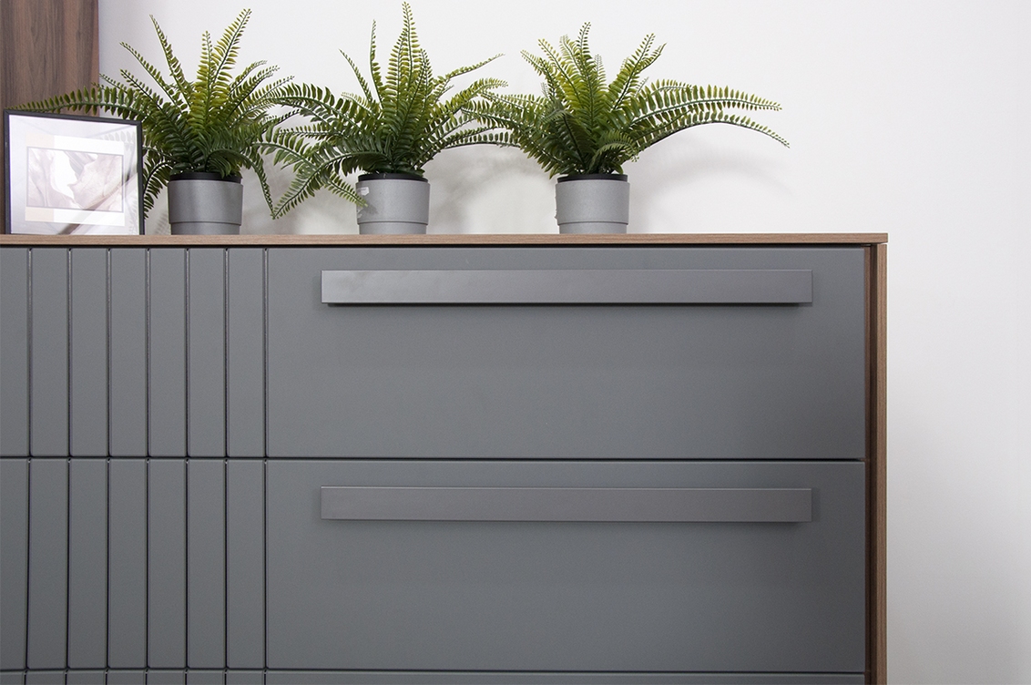 КРЕДЕНЦИЯ ВИЕРА - СЕРЫЙ ШПОН/ОНИКС ГРАФИТ