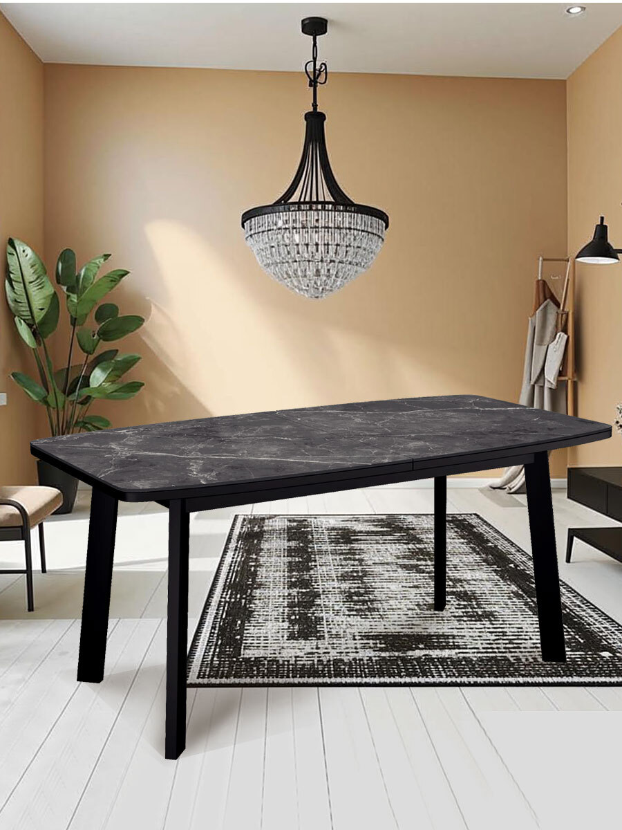 СТОЛ ОБЕДЕННЫЙ АA1400 - ЧЕРНЫЙ/КЕРАМИКА ЧЕРНАЯ