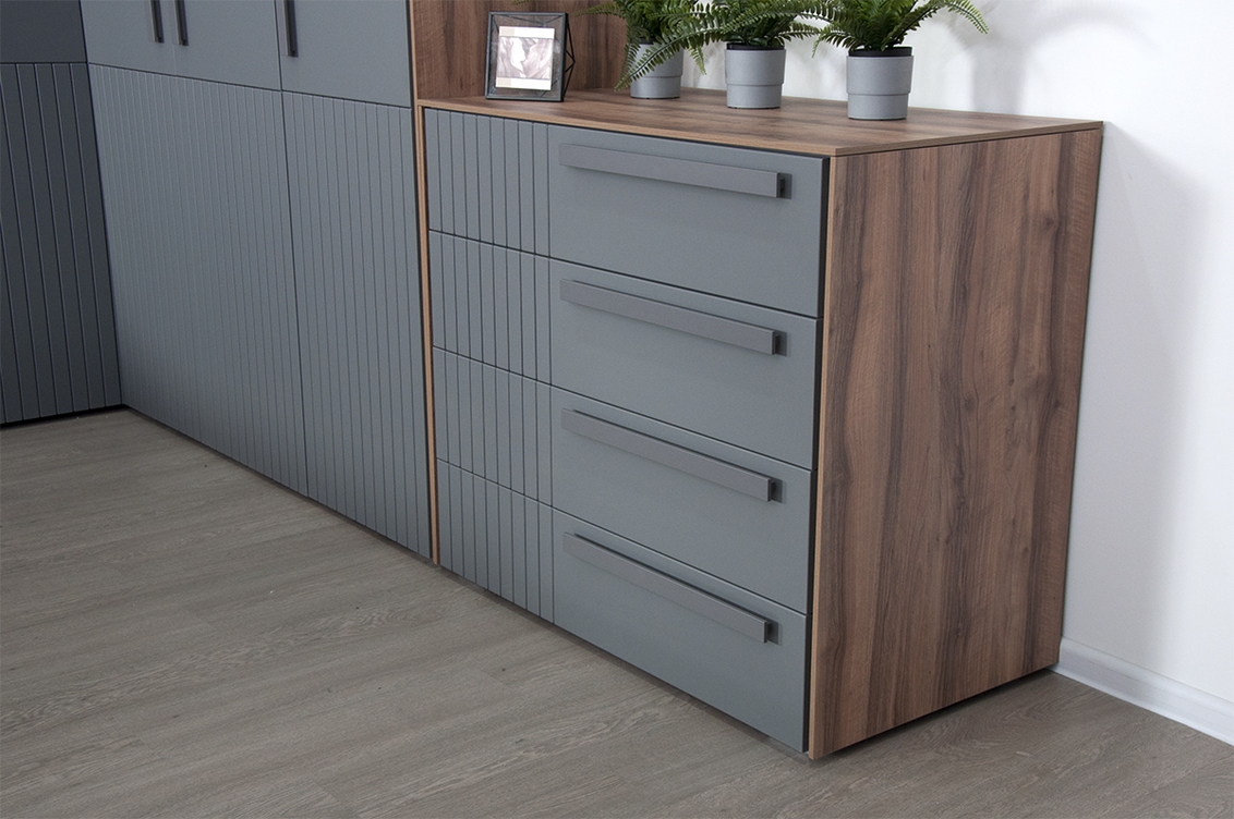 КРЕДЕНЦИЯ ВИЕРА - СЕРЫЙ ШПОН/ОНИКС ГРАФИТ