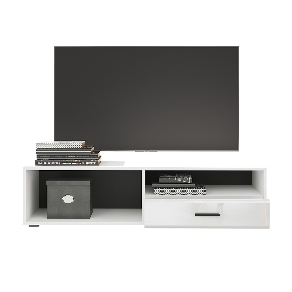 ТУМБА ПОД ТВ GLOSS-НК - ТВ-140 БЕЛЫЙ/БЕЛЫЙ ГЛЯНЕЦ