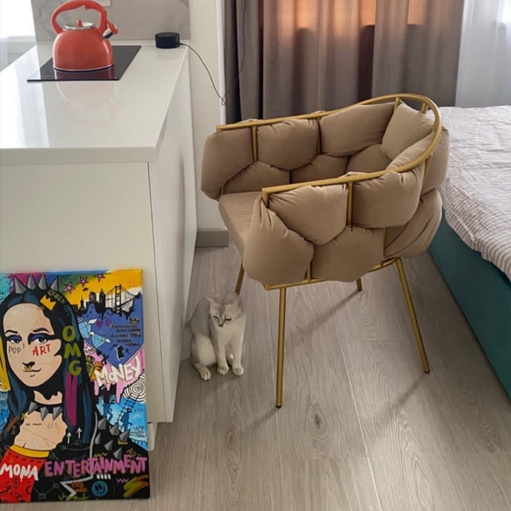 КРЕСЛО РОК - ЛАМА 01 СТОУН/МЕТАЛЛ-ЗОЛОТО