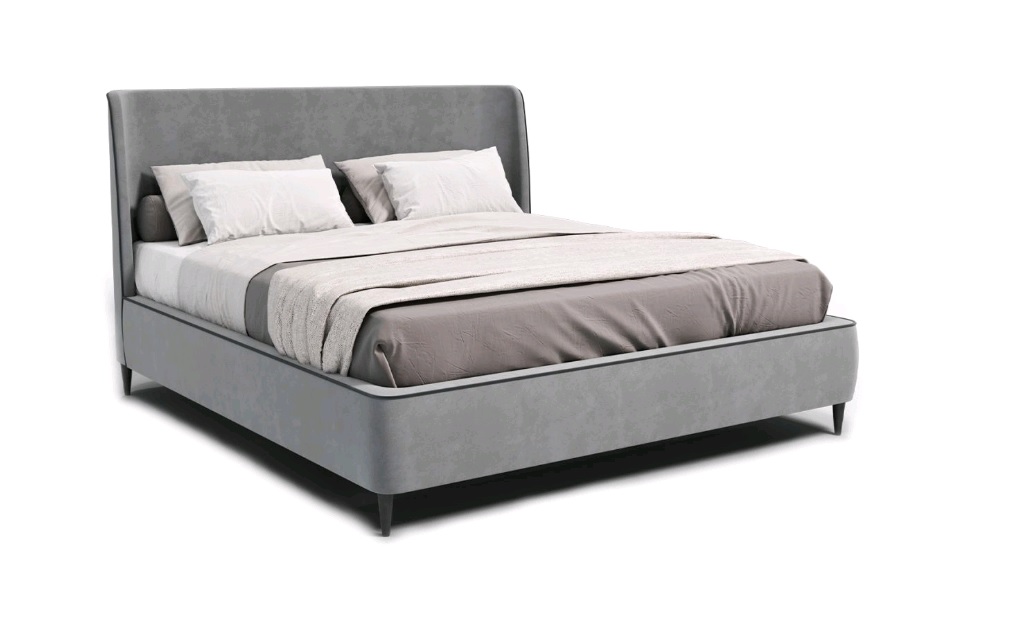 КРОВАТЬ PERFECTO - 180 Текстиль Нова, Grace 2 кат.цвет 22, кант grace 20, опоры МДФ в Эмали RAL 8019