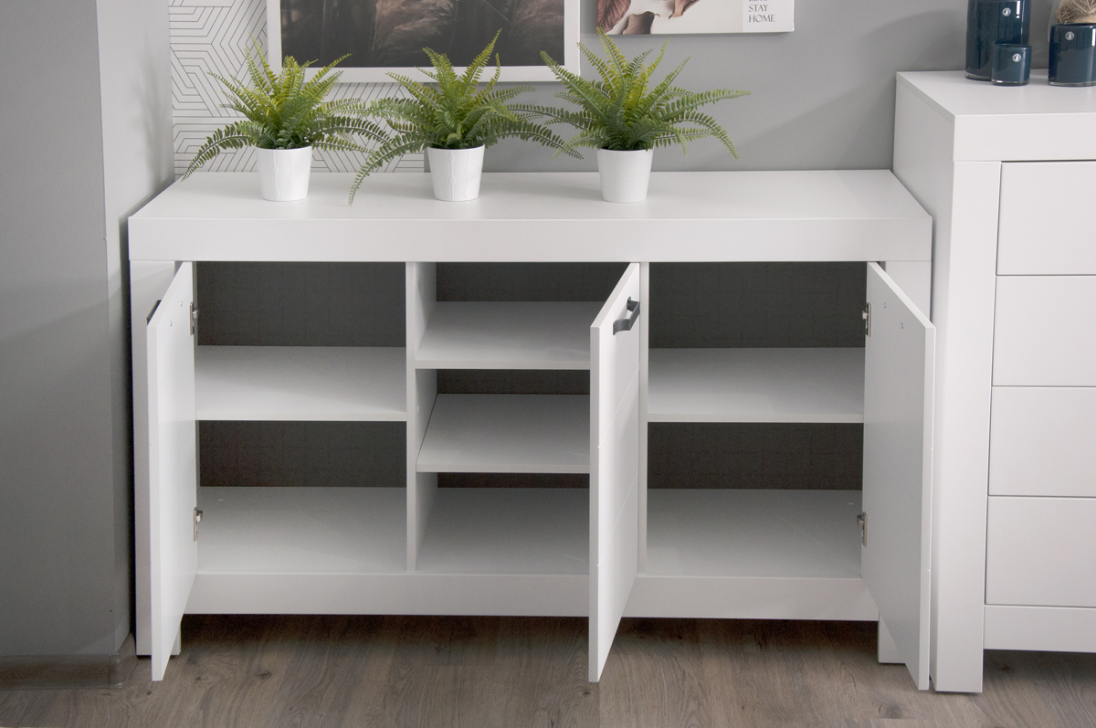 КРЕДЕНЦИЯ НОРВЕГИЯ - БЕЛЫЙ/ ФАСАД БЕЛЫЙ КРАП