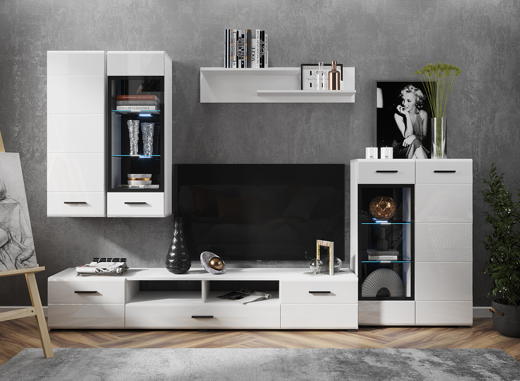 ТУМБА ПОД ТВ GLOSS-НК - ТВ-140 БЕЛЫЙ/БЕЛЫЙ ГЛЯНЕЦ