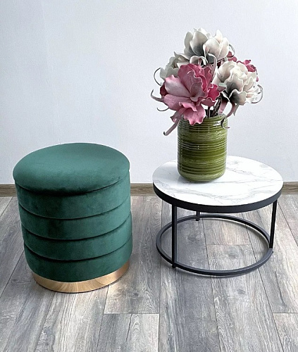 ПУФ ФРЕД-CI - ЗЕЛЕНЫЙ 19/ВЕЛЮР/ЗОЛОТО/КРУГЛ