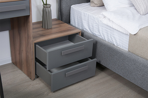 ТУМБА ПРИКРОВАТНАЯ ВИЕРА - Т2 СЕРЫЙ ШПОН/ОНИКС ГРАНИТ