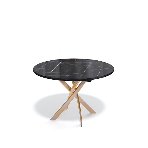 СТОЛ ОБЕДЕННЫЙ R1100 - ЗОЛОТО/ КАМЕНЬ ЧЕРНЫЙ ГЛЯНЕЦ