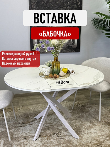 СТОЛ ОБЕДЕННЫЙ R900 БЕЛЫЙ /КЕРАМИКА TOP ALPINE WHITE АРТ.170118