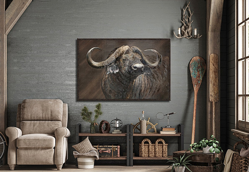 КАРТИНА С РАМОЙ КАНВАС ПОСТЕР - 625341/GRAF24068 БЫК