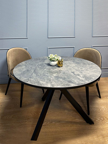 СТОЛ ОБЕДЕННЫЙ RR900 - ЧЕРН/КЕРАМ МРАМ СЕР ГЛ/RR ЧЕРН