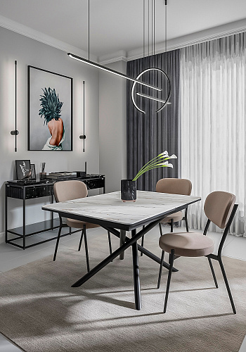 СТОЛ ОБЕДЕННЫЙ KENNER - DK1200/ЧЕРНЫЙ/КЕРАМИКА/ЗОЛОТО