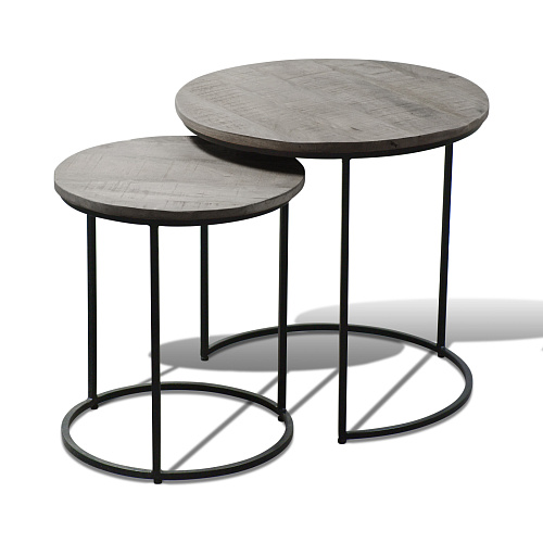 НАБОР СТОЛОВ AP LOFT - ИЗ МАССИВА 2В1/ПЛАТИНА