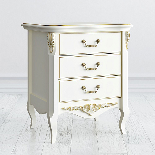 ТУМБА ПРИКРОВАТНАЯ ROMANTIC-K - R117G СЛ КОСТЬ С ЗОЛ ПАТИНОЙ