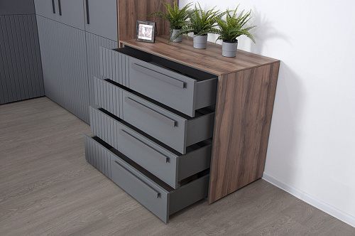 КРЕДЕНЦИЯ ВИЕРА - СЕРЫЙ ШПОН/ОНИКС ГРАФИТ