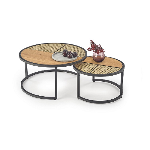 НАБОР СТОЛОВ GARMINA - (2 ШТ) ДУБ ЗОЛОТОЙ/ЧЕРНЫЙ