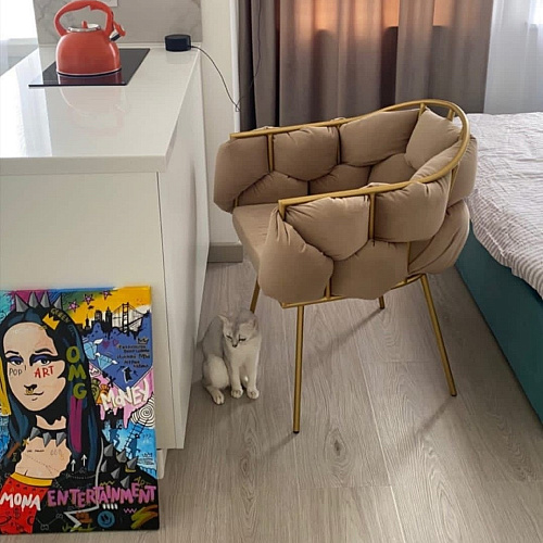 КРЕСЛО РОК - ЛАМА 01 СТОУН/МЕТАЛЛ-ЗОЛОТО