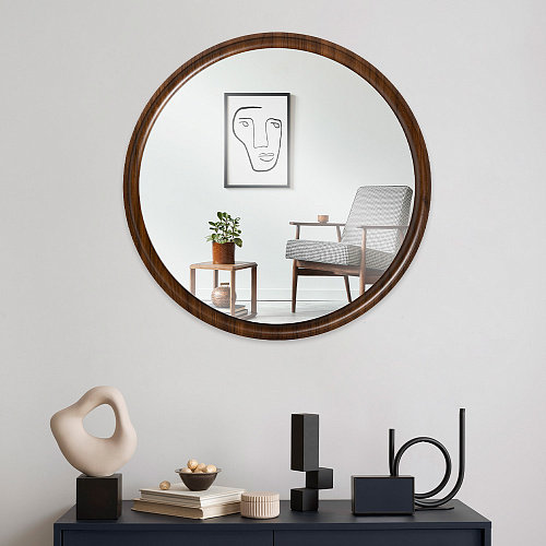 ЗЕРКАЛО 7070-Z2 - В ДЕРЕВЯННОЙ РАМЕ/ЦВЕТ Т.ДЕРЕВО/D 70СМ