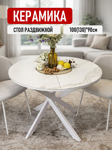 СТОЛ ОБЕДЕННЫЙ R900 БЕЛЫЙ /КЕРАМИКА TOP ALPINE WHITE АРТ.170118