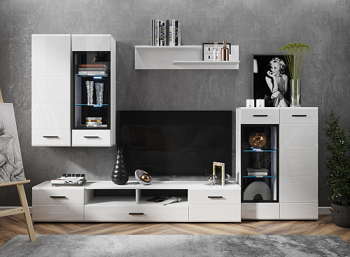 ТУМБА ПОД ТВ GLOSS-НК - ТВ-140 БЕЛЫЙ/БЕЛЫЙ ГЛЯНЕЦ